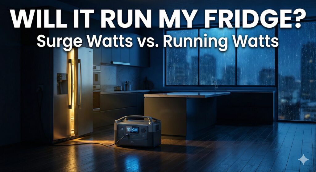 Portable power station running a refrigerator during a blackout - what size solar generator to run refrigerator