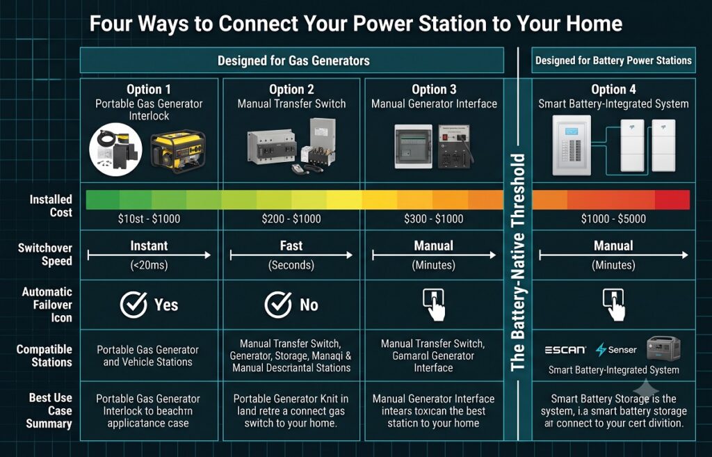 how to wire a transfer switch for a portable power station - four ways to connect your power station to your home infographics