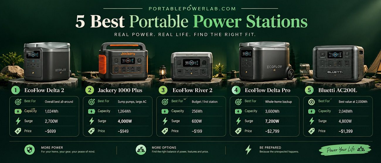 5 best portable power stations infographics